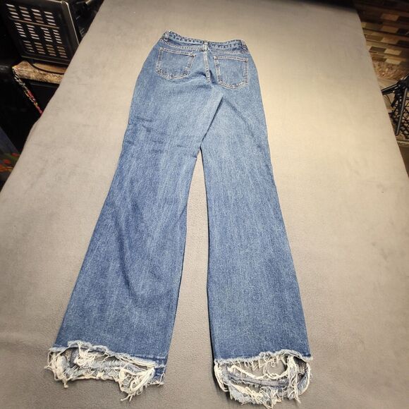 Pretty Little Thing Jeans Womens 4 Blue Boot Cut Distressed Stretch Denim - Picture 9 of 10